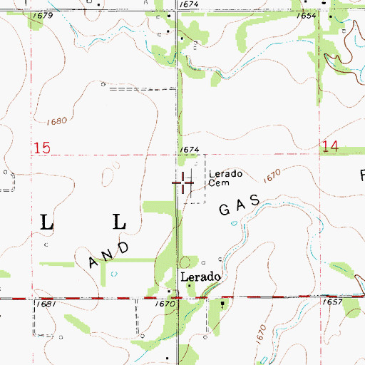 Topographic Map of Lerado Cemetery, KS