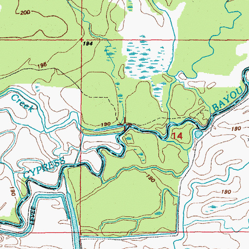 Topographic Map of Cane Creek, AR