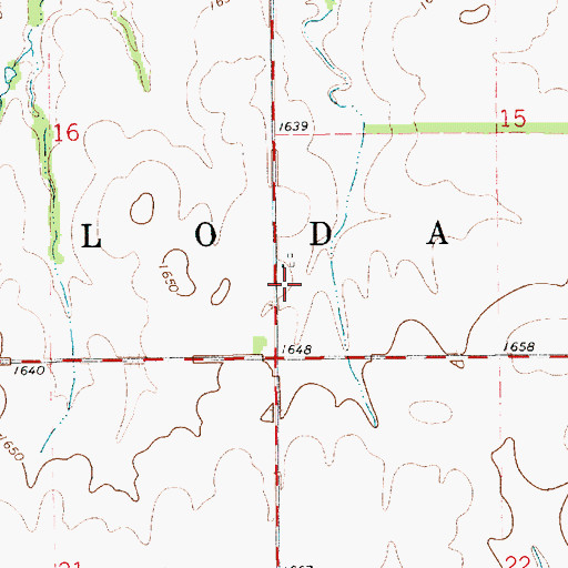 Topographic Map of Township of Loda, KS