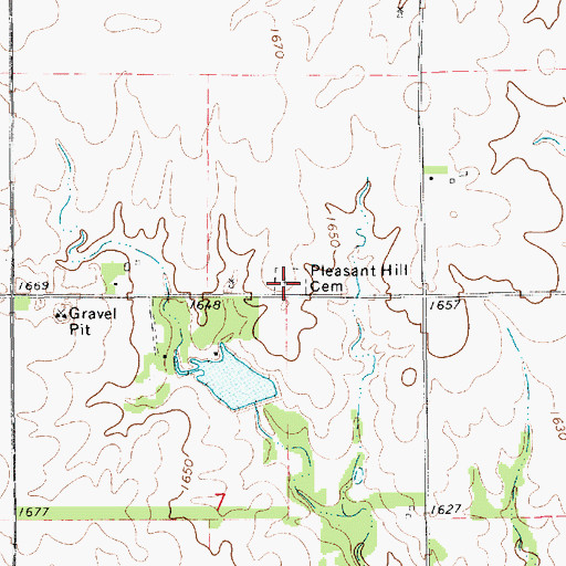 Topographic Map of Pleasant Hill Cemetery, KS