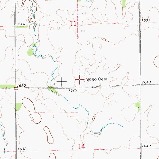 Topographic Map of Sego Cemetery, KS