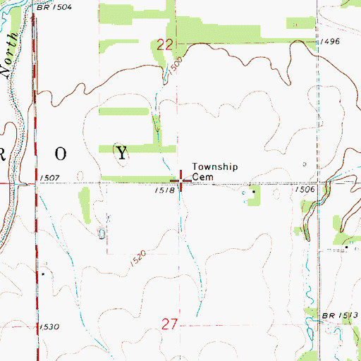 Topographic Map of Township Cemetery, KS