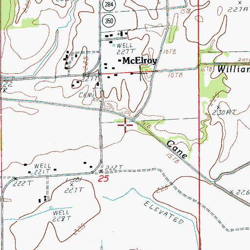 Topographic Map of Cane Creek, AR