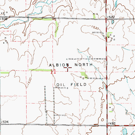 Topographic Map of Albion North Oil Field, KS