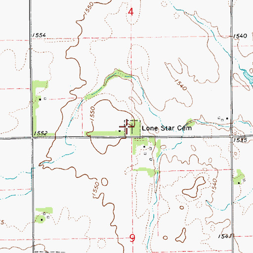 Topographic Map of Lone Star Cemetery, KS