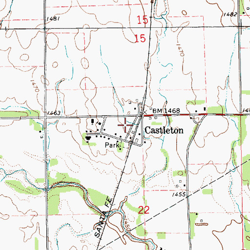 Topographic Map of Castleton, KS