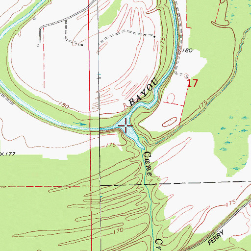 Topographic Map of Cane Creek, AR