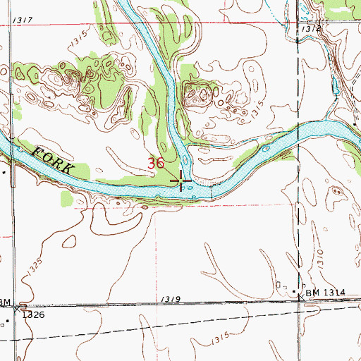 Topographic Map of North Fork Ninnescah River, KS
