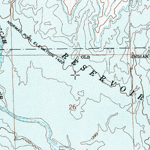 Topographic Map of Cheney Reservoir, KS