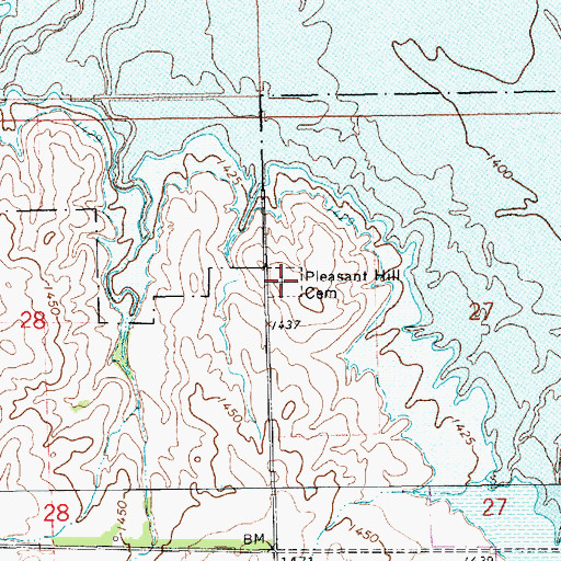 Topographic Map of Pleasant Hill Cemetery, KS