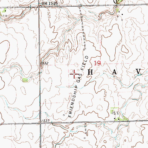 Topographic Map of Friendship Gas Field, KS