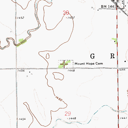 Topographic Map of Mount Hope Cemetery, KS