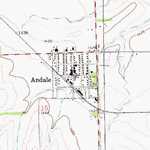 Topographic Map of Andale, KS