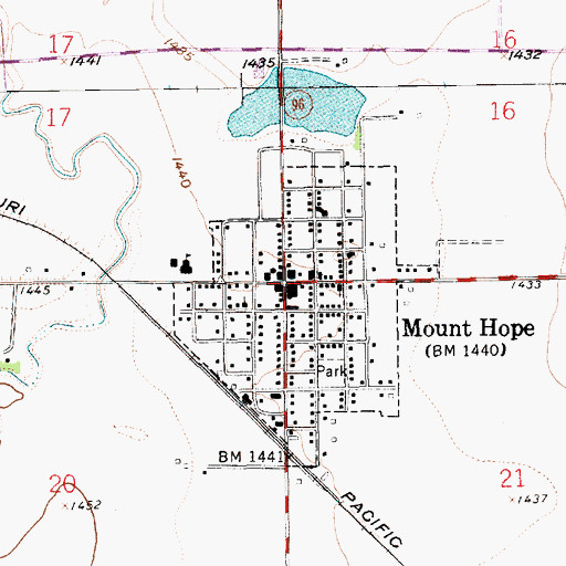 Topographic Map of Mount Hope, KS