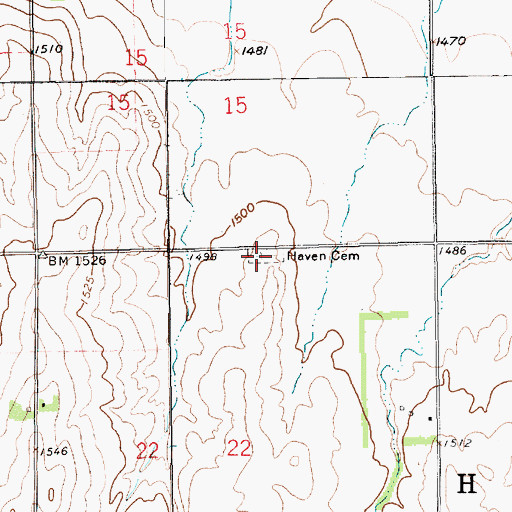 Topographic Map of Haven Priest Cemetery, KS