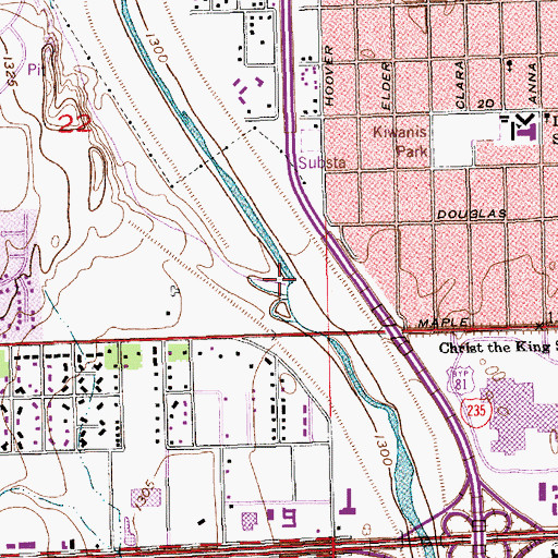 Topographic Map of Big Slough, KS