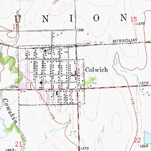 Topographic Map of Township of Union, KS
