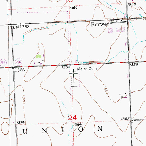 Topographic Map of Maize Cemetery, KS