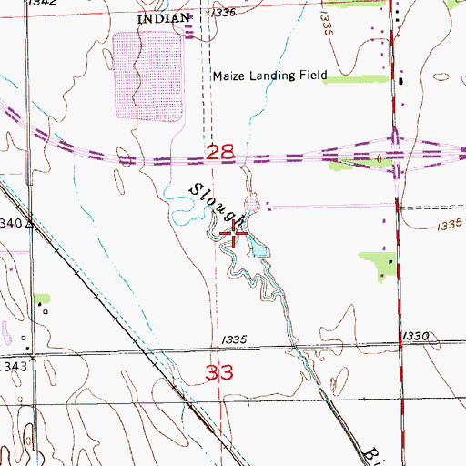 Topographic Map of Little Slough, KS
