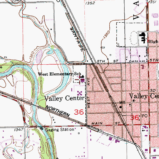 Topographic Map of West Elementary School, KS