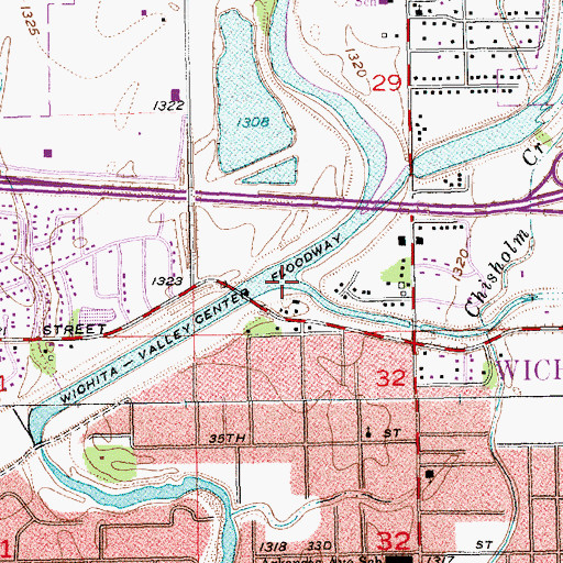 Topographic Map of Middle Fork Chisholm Creek, KS