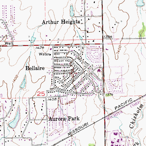 Topographic Map of Bellaire, KS