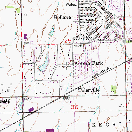 Topographic Map of Aurora Park, KS