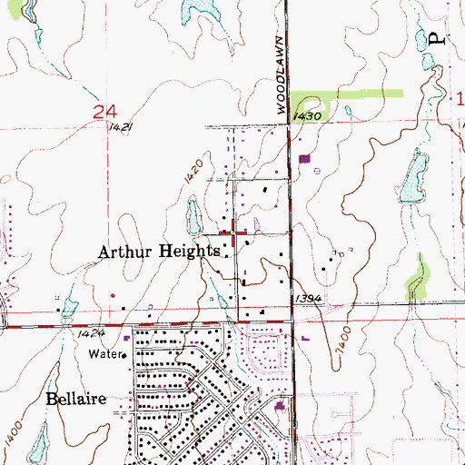 Topographic Map of Arthur Heights, KS