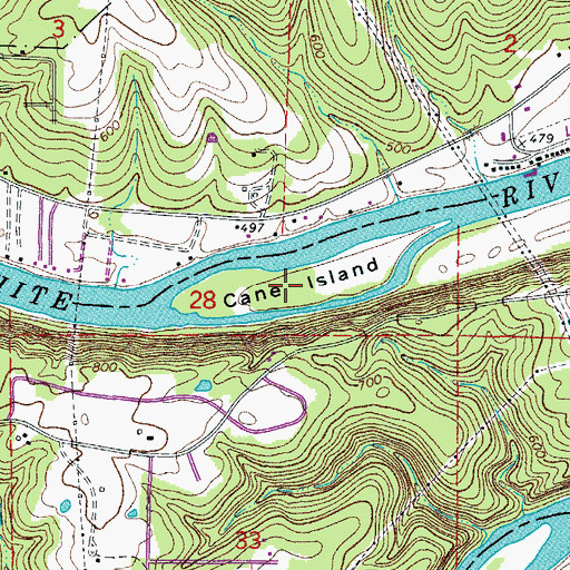 Topographic Map of Cane Island, AR