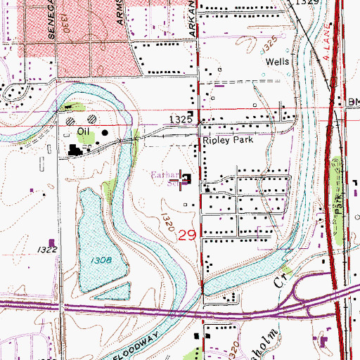 Topographic Map of Earhart Environmental Magnet Elementary School, KS
