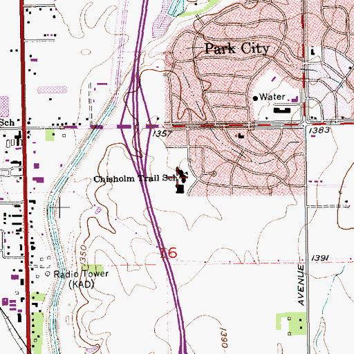 Topographic Map of Chisholm Trail Elementary School, KS