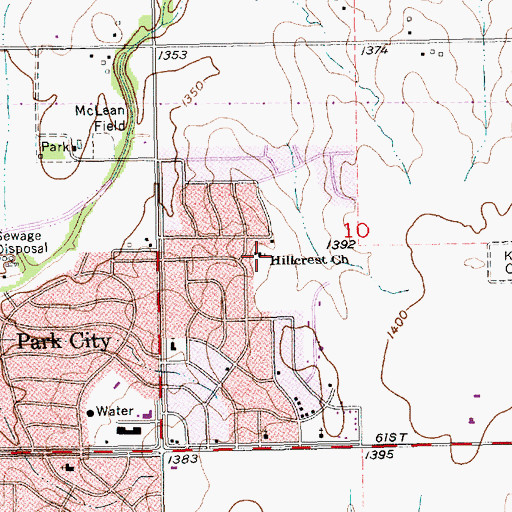 Topographic Map of Hillcrest Church, KS