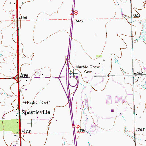 Topographic Map of Marble Grove Cemetery, KS