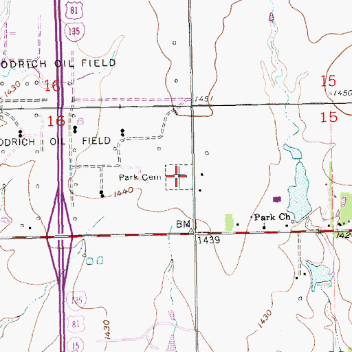 Topographic Map of Park Cemetery, KS