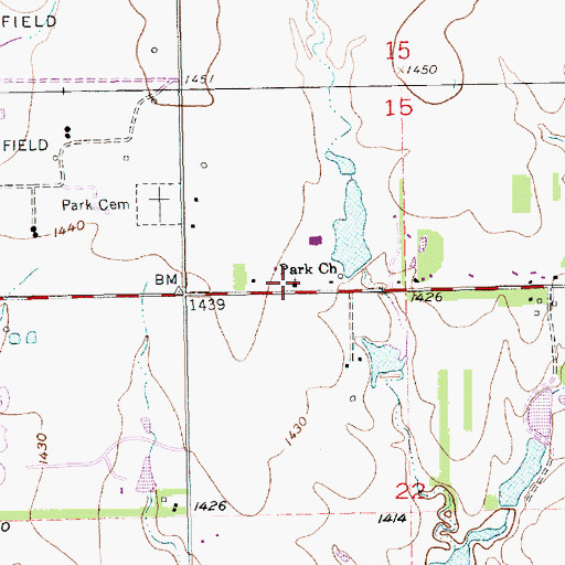 Topographic Map of Park Church, KS