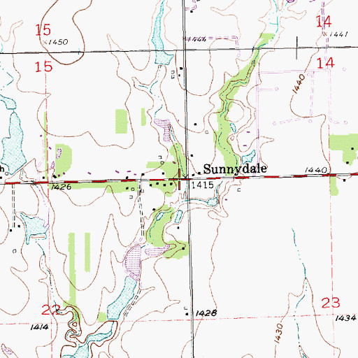 Topographic Map of Sunnydale, KS