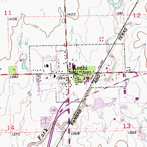 Topographic Map of Kechi, KS