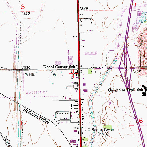 Topographic Map of Kechi Center School (historical), KS