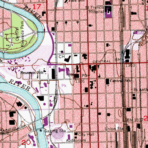 Topographic Map of Wichita, KS