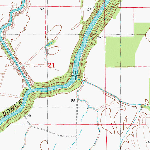 Topographic Map of Caney Bayou, AR