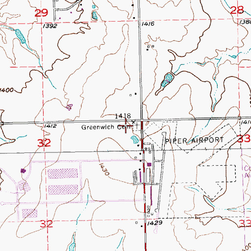 Topographic Map of Greenwich Cemetery, KS