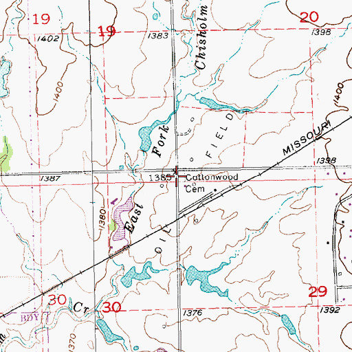 Topographic Map of Lutheran Cemetery, KS