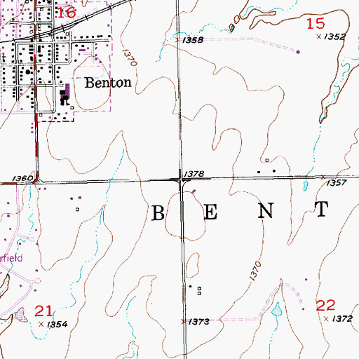 Topographic Map of Township of Benton, KS
