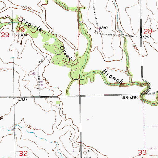Topographic Map of Prairie Creek, KS