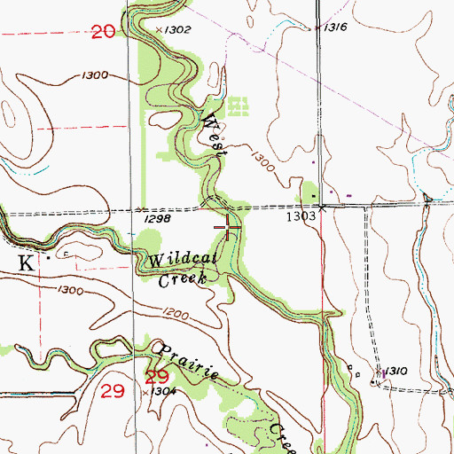 Topographic Map of Wildcat Creek, KS