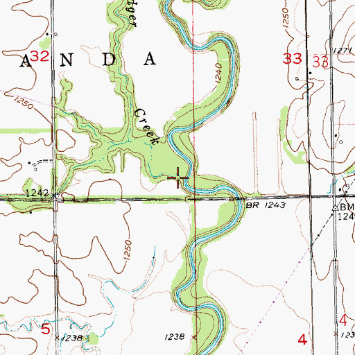 Topographic Map of Badger Creek, KS