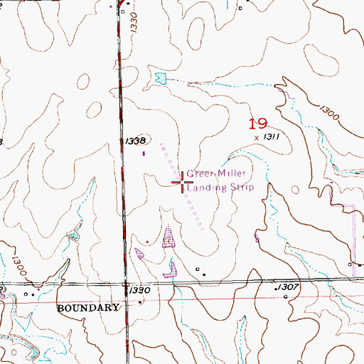 Topographic Map of Greer Miller Landing Strip (historical), KS