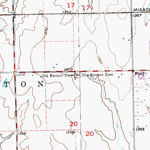 Topographic Map of Old Benton Cemetery, KS