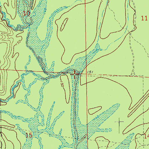 Topographic Map of Caney Bayou, AR