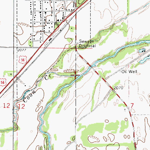 Topographic Map of Coon Creek, KS